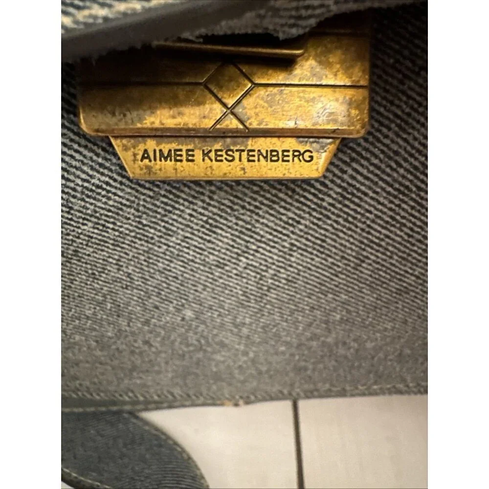 Aimee Kestenberg Denim Blue Backpack With Top Handle 10.5”x10”x4” EUC